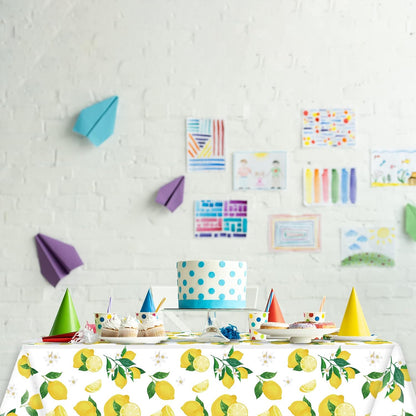 3 Pcs Lemon Tablecloth Party Yellow Lemonade Supplies Lemons Summer Party Tablecover for Lemon Theme Birthday Party Wedding Bridal Shower Supplies Lemon Table Cover Table Decorations