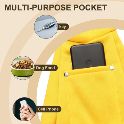 Dog Sling Carrier for Small Dogs and Cats Up to 16.5 Lbs, Hands Free with Purse Pocket Pet Sling Carrier Safety Harness, (Yellow, 1 Pcs) Intended for Outdoor/Camp/Travel