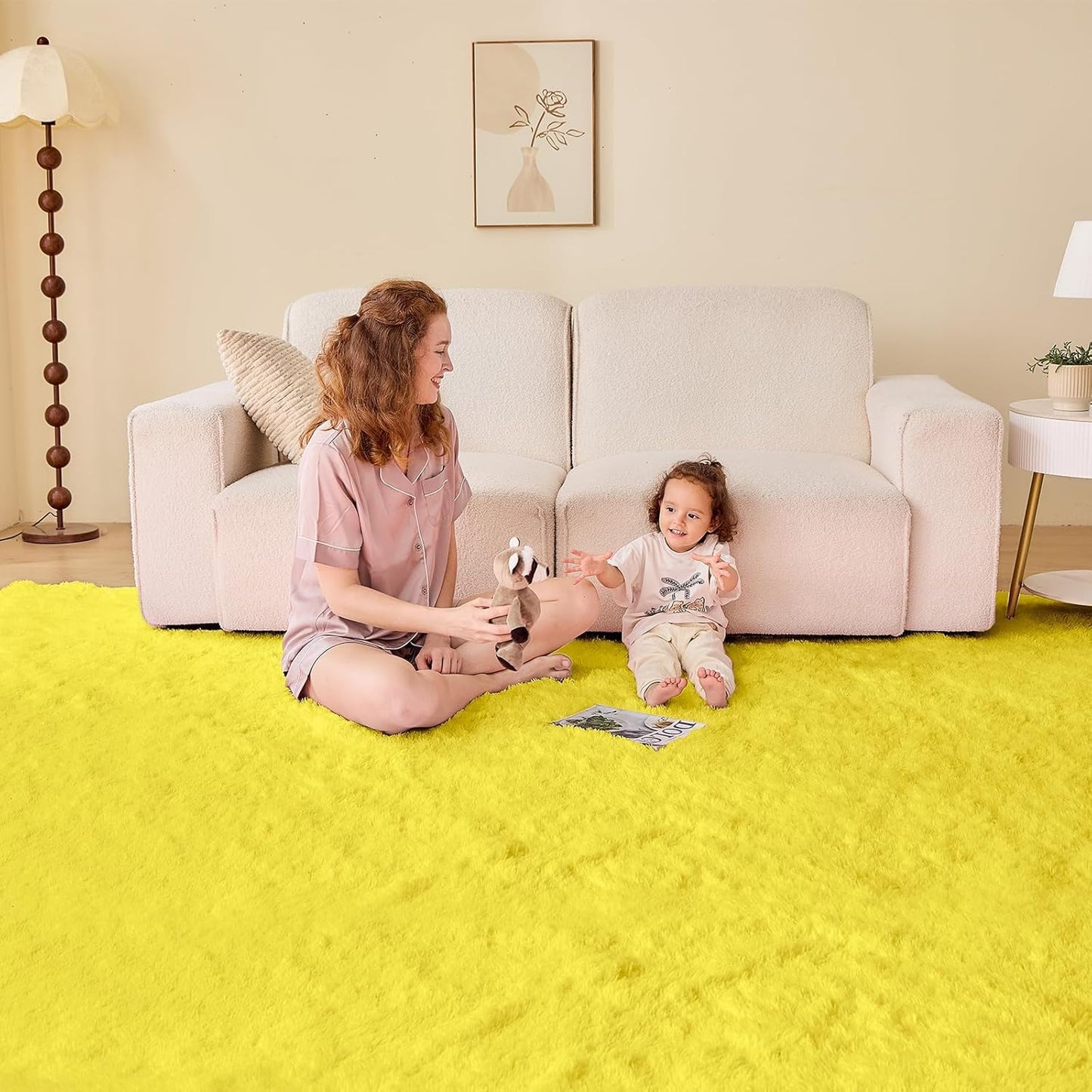 4x6 Yellow Rugs for Bedroom, Ultra-Soft Fluffy Area Rugs for Living Room, 4 x 6 Shag Carpet for Nursery, Kids, Girl, Boy, Baby, Plush, Fuzzy, Shaggy, Cute Home Decor