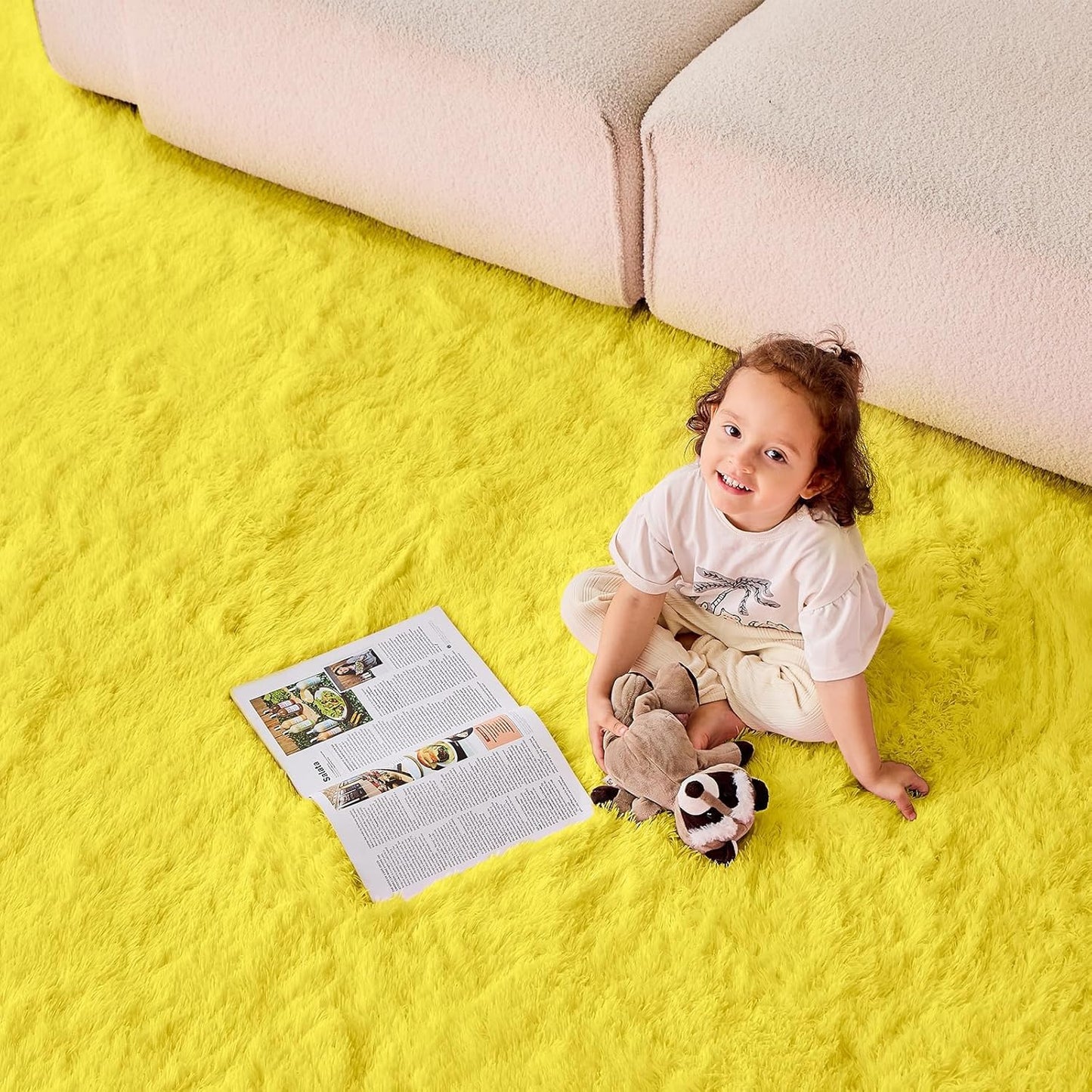 4x6 Yellow Rugs for Bedroom, Ultra-Soft Fluffy Area Rugs for Living Room, 4 x 6 Shag Carpet for Nursery, Kids, Girl, Boy, Baby, Plush, Fuzzy, Shaggy, Cute Home Decor
