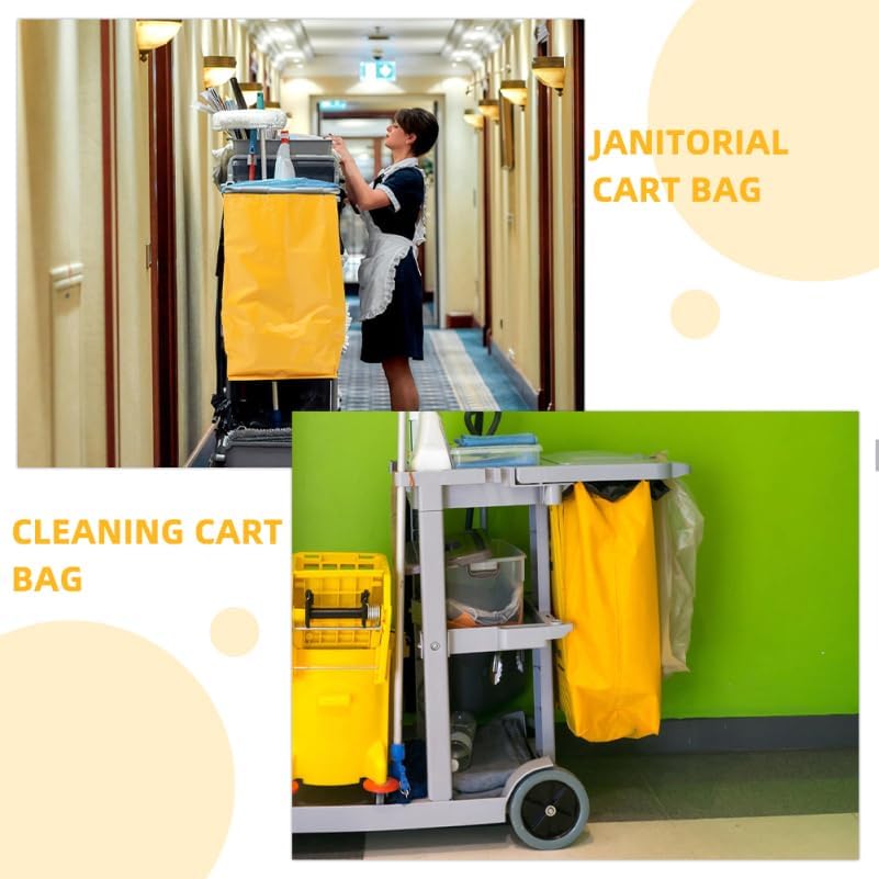 Replacement Janitorial Cart Bags 27.16X15.74X10.23 Inch Canvas Cleaning Bags for Housekeeping Carts 2 Pack Durable Waste Collection and Cleaning Supply Tote
