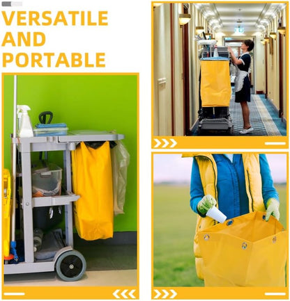 Replacement Janitorial Cart Bags 27.16X15.74X10.23 Inch Canvas Cleaning Bags for Housekeeping Carts 2 Pack Durable Waste Collection and Cleaning Supply Tote