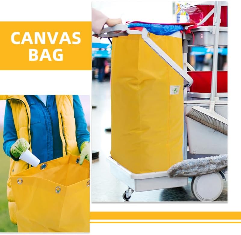 Replacement Janitorial Cart Bags 27.16X15.74X10.23 Inch Canvas Cleaning Bags for Housekeeping Carts 2 Pack Durable Waste Collection and Cleaning Supply Tote
