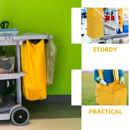 Replacement Janitorial Cart Bags 27.16X15.74X10.23 Inch Canvas Cleaning Bags for Housekeeping Carts 2 Pack Durable Waste Collection and Cleaning Supply Tote