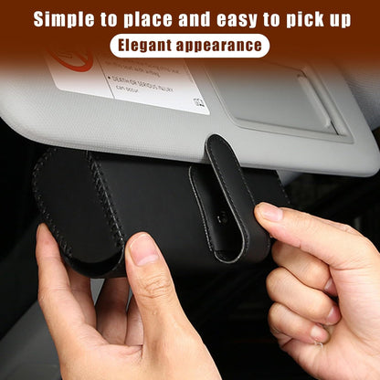 Sunglasses Holder for Car Sun Visor, Leather Auto Eyeglasses Storage Case with Hidden Magnetic Closure, Protective Glasses Organizer Box, Vehicle Visor Accessories for Woman Man (Yellow)