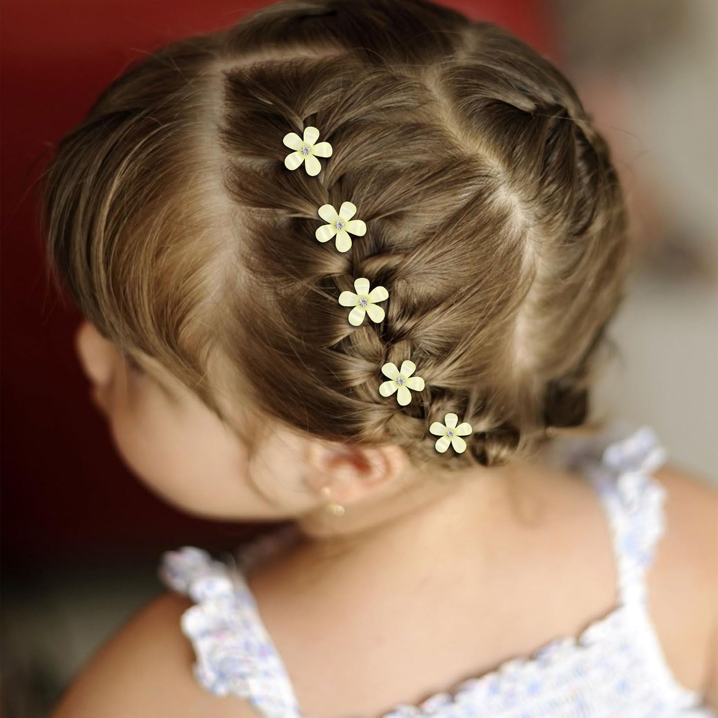 Mini Yellow Rhinestone Flower Hair Clips - Cute Decorative Hair Pins, Barrettes and Bridal Accessories for Girls and Women