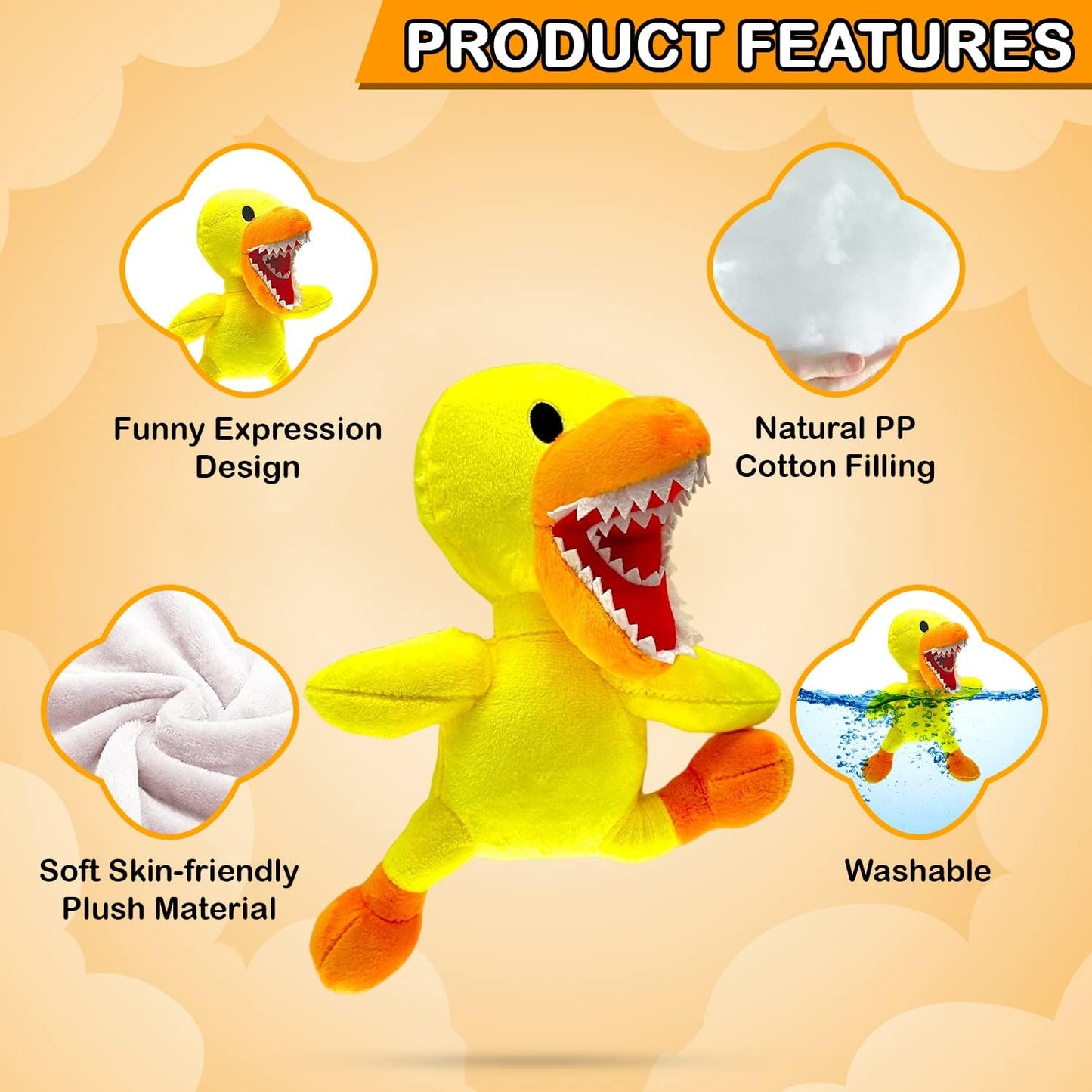 Yellow Plush Toy for Kids Adults, Playing with Family, Soft Stuffed Animal Plushie Toys, Plushies Birthday Thanksgiving Christmas Festival Night Party Favor Supplies Game Fans