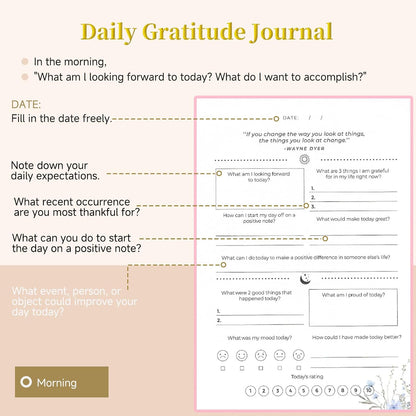 Self-Care Journal for More Happiness, Optimism, Affirmation & Reflection, Gratitude Journal with Guided Prompts, Inspirational Quotes, Mood Tracker, Undated Daily Journals for Women & Men (Yellow)