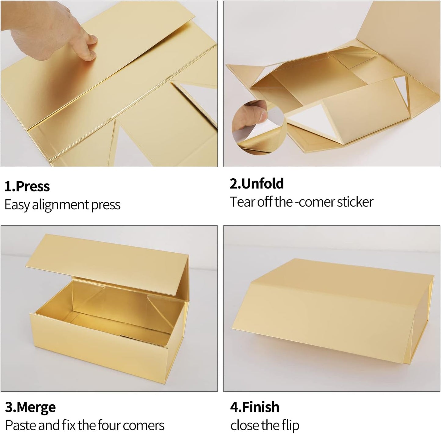 Gold Gift Box 12" x 6" x 4", Magnetic Closure Lid Gift Boxes for Presents | 1 Pack Bridesmaid Gifts Boxes,Cute Boxes,Birthday Gift Box,Luxury for Gift Packaging, Magnetic Gift Boxe for Wrapping Gifts