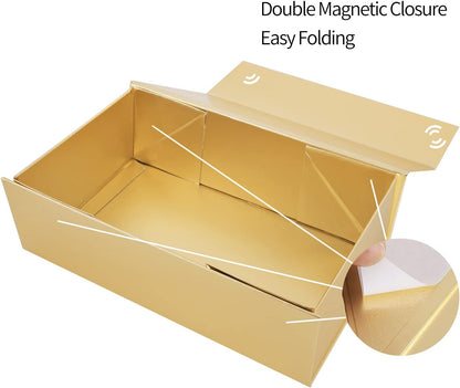 Gold Gift Box 12" x 6" x 4", Magnetic Closure Lid Gift Boxes for Presents | 1 Pack Bridesmaid Gifts Boxes,Cute Boxes,Birthday Gift Box,Luxury for Gift Packaging, Magnetic Gift Boxe for Wrapping Gifts