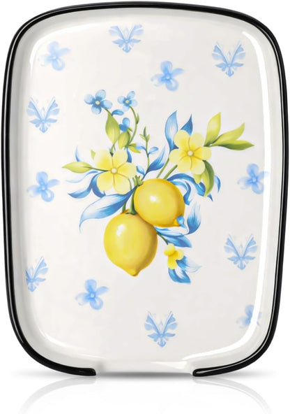 Lemon Ceramic Spoon Rest Farmhouse Spoon Rest Cooking Utensils Holder Dishwasher Safe for Stove Top Housewarming Gift Kitchen Decorations