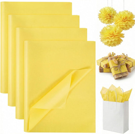 330 Sheets Tissue Paper Bulk, 14 x 10 Inch Yellow Gift Wrapping Tissue Paper for Wedding Birthday DIY Crafts Art Project