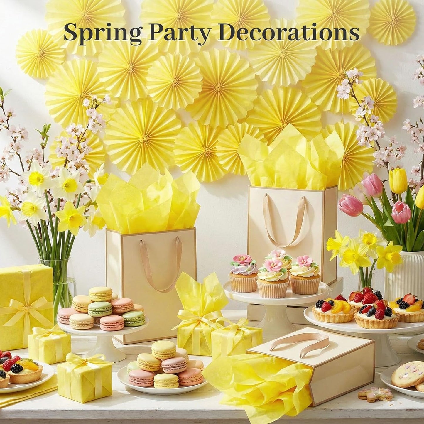 330 Sheets Tissue Paper Bulk, 14 x 10 Inch Yellow Gift Wrapping Tissue Paper for Wedding Birthday DIY Crafts Art Project