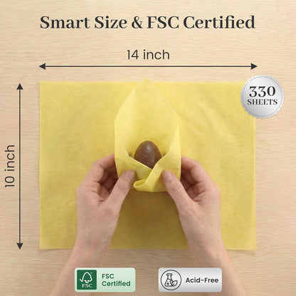 330 Sheets Tissue Paper Bulk, 14 x 10 Inch Yellow Gift Wrapping Tissue Paper for Wedding Birthday DIY Crafts Art Project
