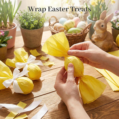 330 Sheets Tissue Paper Bulk, 14 x 10 Inch Yellow Gift Wrapping Tissue Paper for Wedding Birthday DIY Crafts Art Project