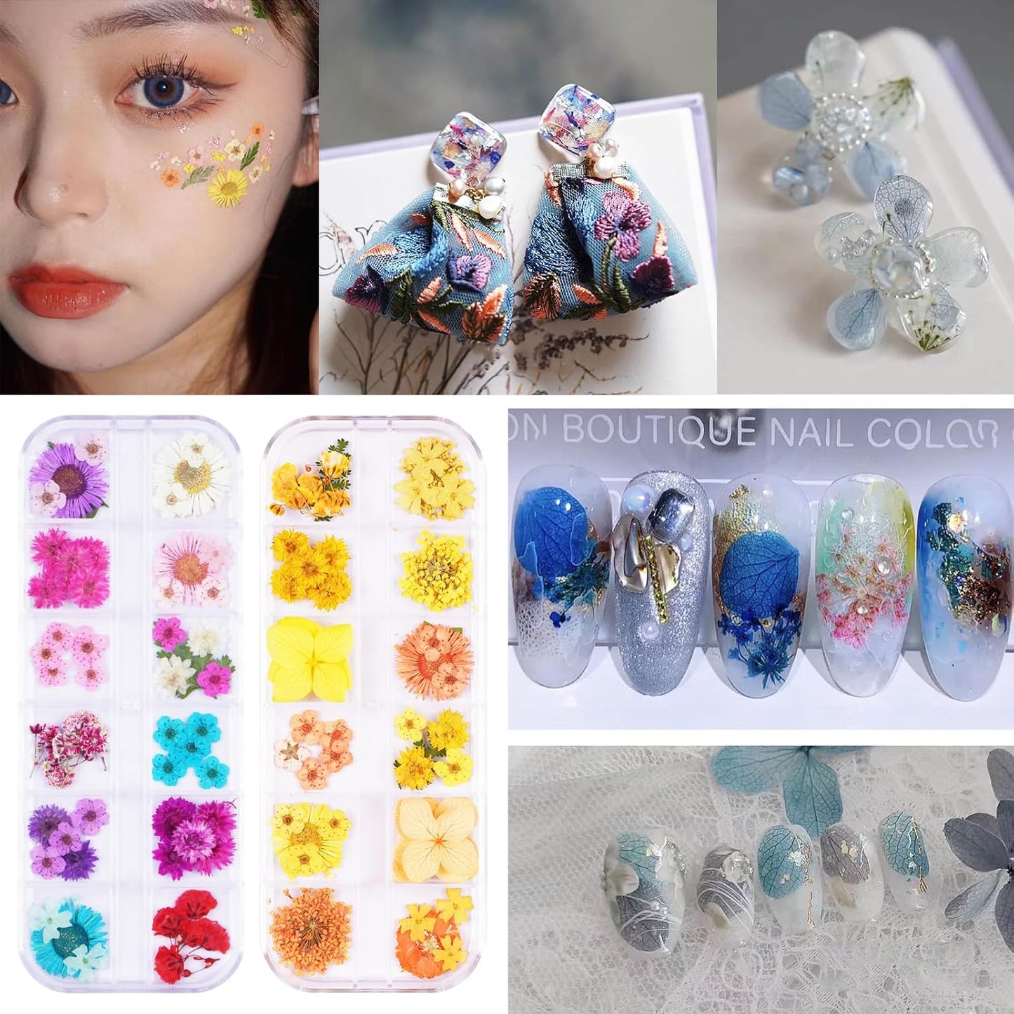 60Pcs Small Dried Pressed Flowers for Crafts,Mini Flower for Nail Art | Mini Dry Flower Kit for Epoxy Resin Accessories,Bookmark,Nails, Jewelry Making,Candle,Soap,Resin Molds