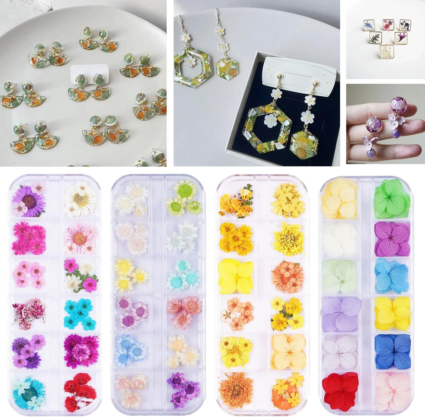 60Pcs Small Dried Pressed Flowers for Crafts,Mini Flower for Nail Art | Mini Dry Flower Kit for Epoxy Resin Accessories,Bookmark,Nails, Jewelry Making,Candle,Soap,Resin Molds
