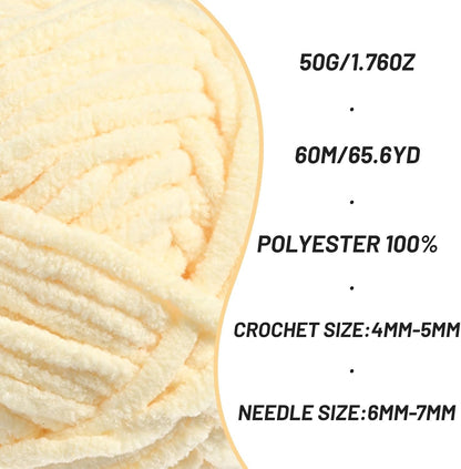 4 Pack Fluffy Velvet Yarn for Crocheting，Baby Blanket Yarn for Crocheting Soft，200g(262.4yds) Amigurumi Yarns，Plush Chenille Crochet Yarns，Puzzle Yarn for Crochet Weaving Craft(4 Yellowish)