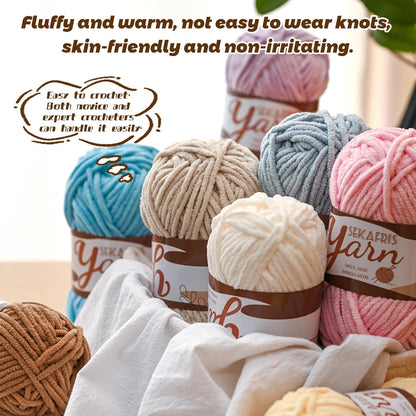 4 Pack Fluffy Velvet Yarn for Crocheting，Baby Blanket Yarn for Crocheting Soft，200g(262.4yds) Amigurumi Yarns，Plush Chenille Crochet Yarns，Puzzle Yarn for Crochet Weaving Craft(4 Yellowish)