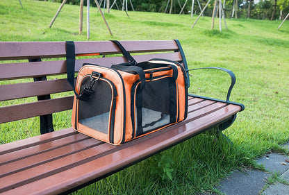 Soft Sided Carrier for Small Medium Cats Dogs,TSA Airline Approved Collapsible Travel Pet Carrier (Medium, Orange)
