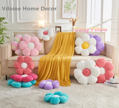 3PCS Flower Pillow Set,15.7In Daisy Pillow White Yellow Green | Decorative Throw Pillows,Plush,PP Cotton Filling,Flower Shaped,Seating Cushion,for Sofa Couch Bed,Cute Home Decor