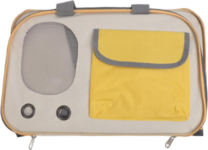 Stylish Yellow Foldable Pet Carrier for Cats Small Dogs TSA Airline Approved Soft Sided Travel Bag with Strap Oxford Fabric Steel Frame Portable Comfortable Handbag for Small Medium Pets