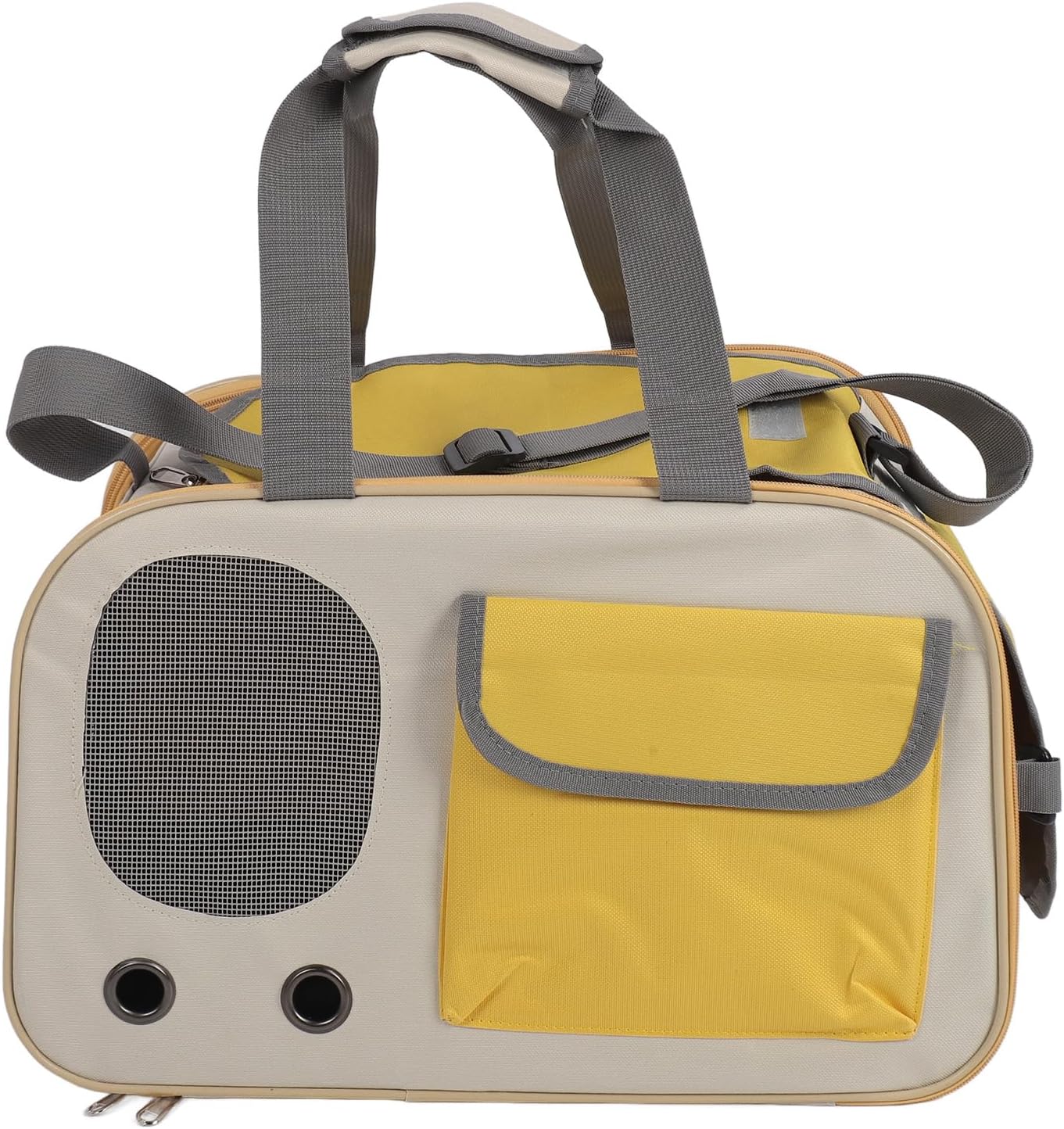 Stylish Yellow Foldable Pet Carrier for Cats Small Dogs TSA Airline Approved Soft Sided Travel Bag with Strap Oxford Fabric Steel Frame Portable Comfortable Handbag for Small Medium Pets