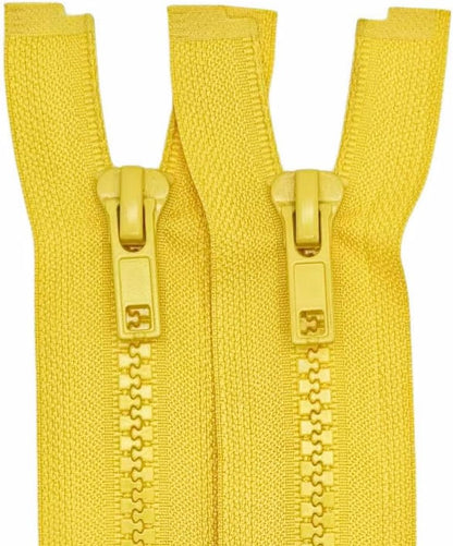 2PCS #5 6 Inch Separating Jacket Zippers for Sewing (Yellow) | Resin Zipper Molded Plastic Zippers Bulk for Sewing Jackets Coats Clothes