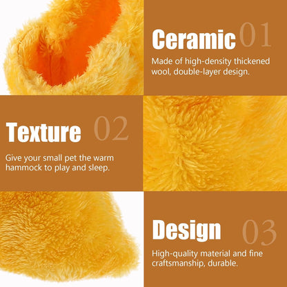 2pcs Hamster Sleeping Bags and Hammocks, Cotton Plush Warm Nest Beds for Small Pets, Portable Comfortable Bedding for Hedgehogs, Sugar Gliders, and Squirrels, Coffee and Yellow