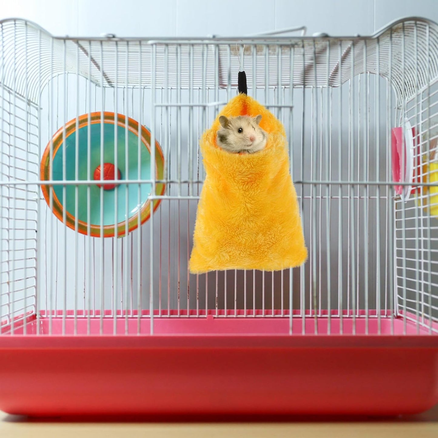 2pcs Hamster Sleeping Bags and Hammocks, Cotton Plush Warm Nest Beds for Small Pets, Portable Comfortable Bedding for Hedgehogs, Sugar Gliders, and Squirrels, Coffee and Yellow