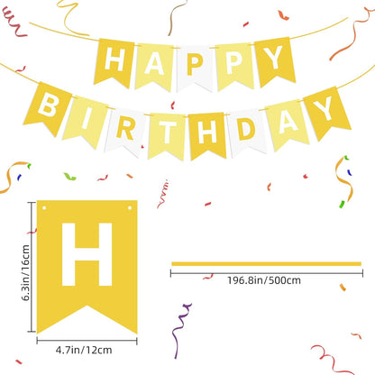 Yellow Happy Birthday Banner Sign Happy Birthday Bunting Banner Garland for Kids Girl Woman Birthday Tea Party Decorations Bunting Flag Birthday Party Supplies