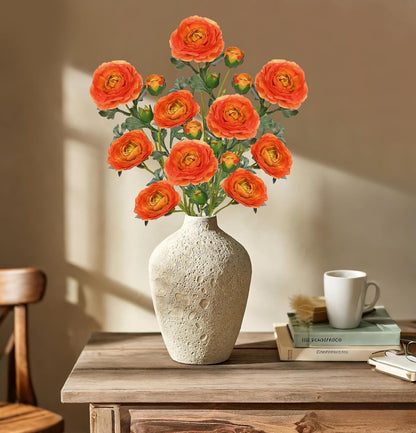 Yellow Ranunculus Artificial Flowers Bouquets, Set of 5 25.9'' Long Stems Faux Peony, Real Touch Spring Summer Floral Arrangement for Home Decor Wedding Vase Filler DIY Crafts