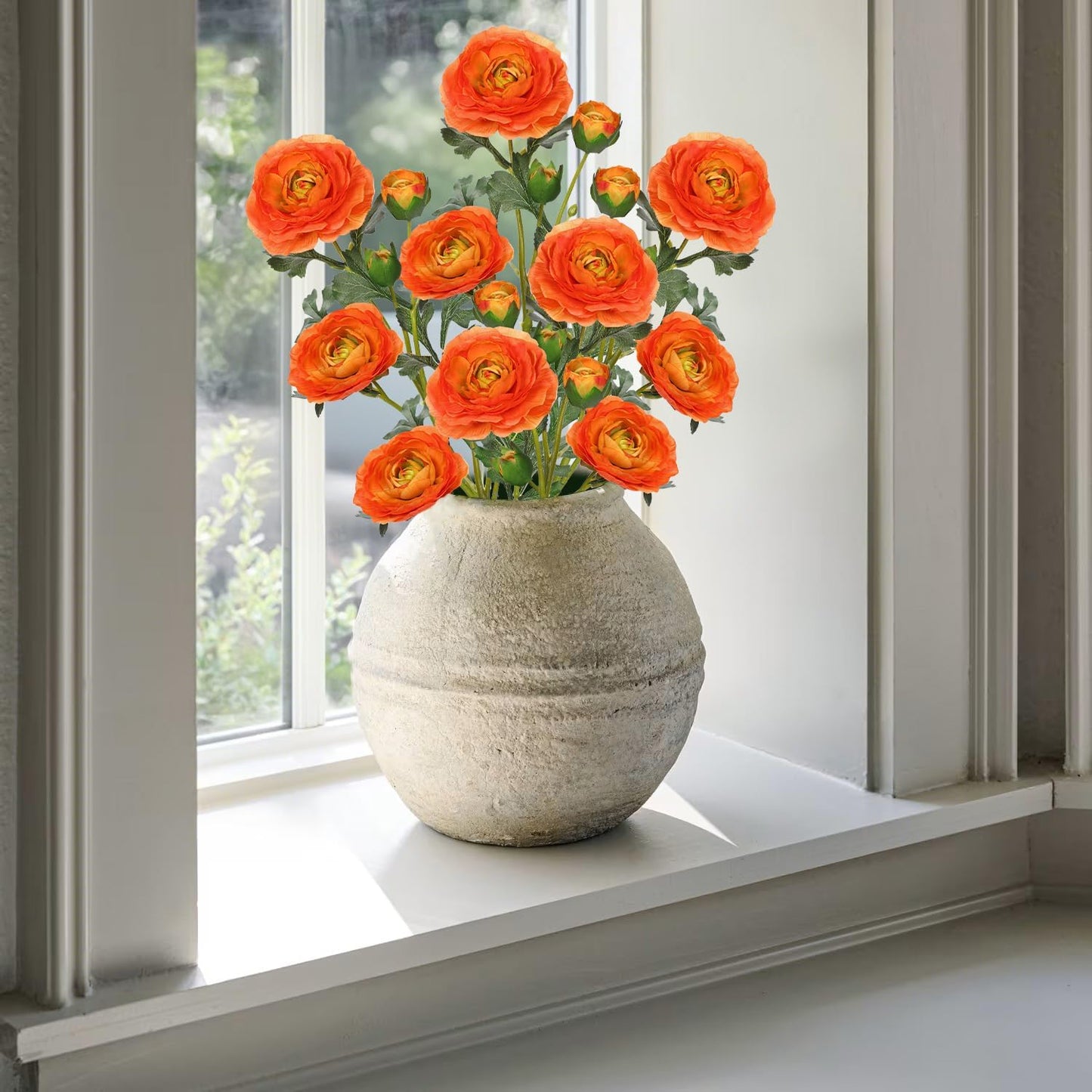 Yellow Ranunculus Artificial Flowers Bouquets, Set of 5 25.9'' Long Stems Faux Peony, Real Touch Spring Summer Floral Arrangement for Home Decor Wedding Vase Filler DIY Crafts