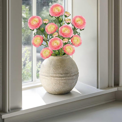 Yellow Ranunculus Artificial Flowers Bouquets, Set of 5 25.9'' Long Stems Faux Peony, Real Touch Spring Summer Floral Arrangement for Home Decor Wedding Vase Filler DIY Crafts