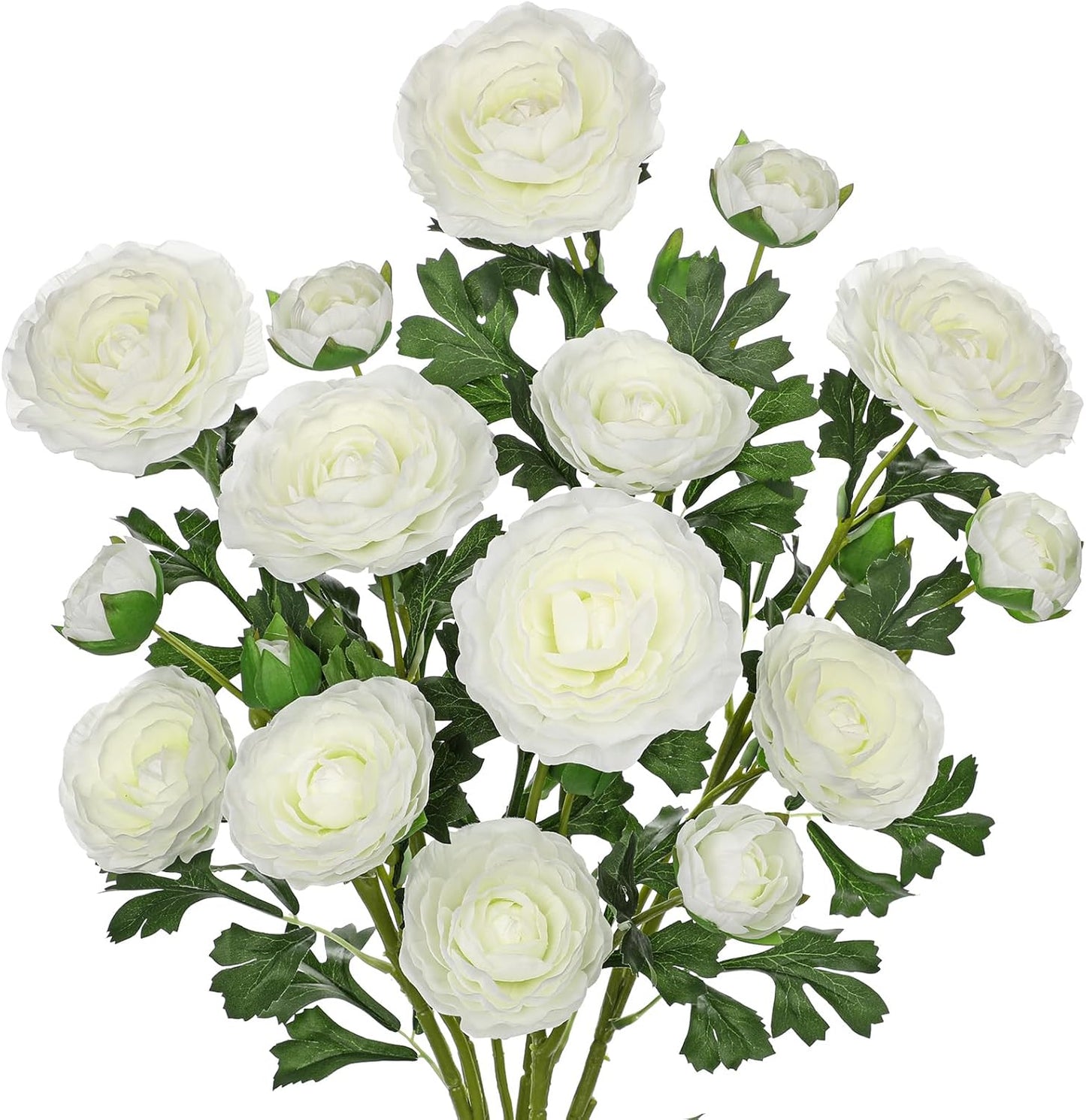 Yellow Ranunculus Artificial Flowers Bouquets, Set of 5 25.9'' Long Stems Faux Peony, Real Touch Spring Summer Floral Arrangement for Home Decor Wedding Vase Filler DIY Crafts