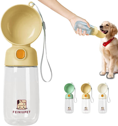 Portable Dog Water Bottle, Large-Capacity Travel Water Dispenser for Cats and Small Dogs - Yellow