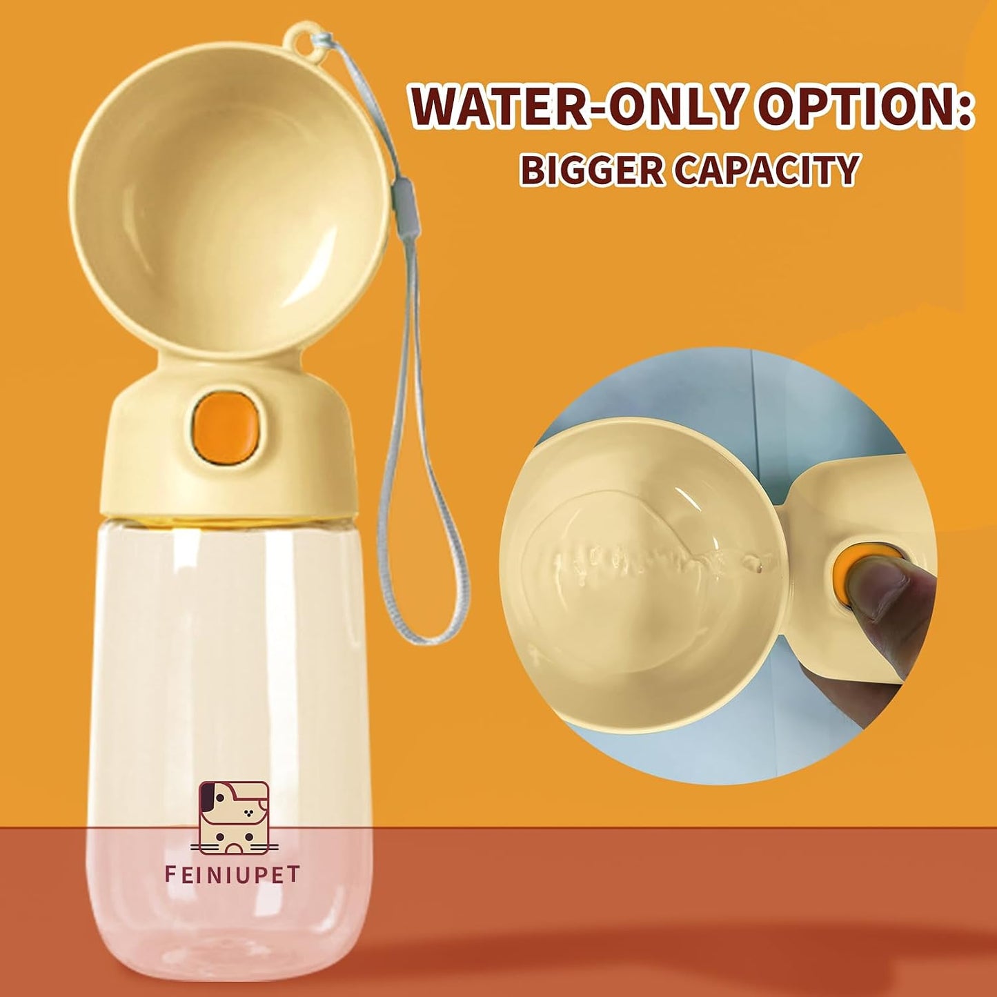 Portable Dog Water Bottle, Large-Capacity Travel Water Dispenser for Cats and Small Dogs - Yellow