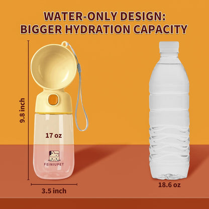 Portable Dog Water Bottle, Large-Capacity Travel Water Dispenser for Cats and Small Dogs - Yellow