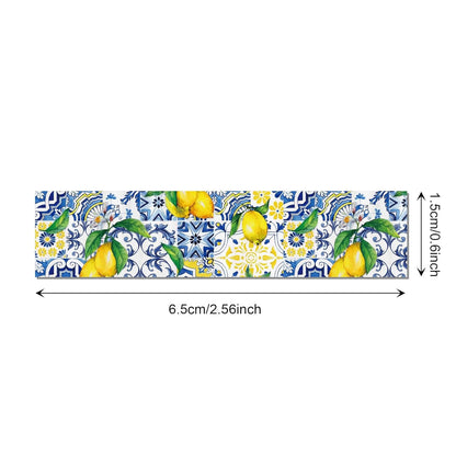 12 Pcs Lemon Washi Tape Set Blue Tiles and Yellow Lemon Patterned Masking Tape Blue Tiles Decorative Paper for Scrapbook DIY, Planner, Craft Gift Wrapping Handbook Sticker