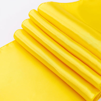 Pack of 10 Satin Yellow Table Runners 12 x 108 Inches - Table Runner for Party Wedding Birthday Anniversary Engagement Banquet Christmas Events Decorations