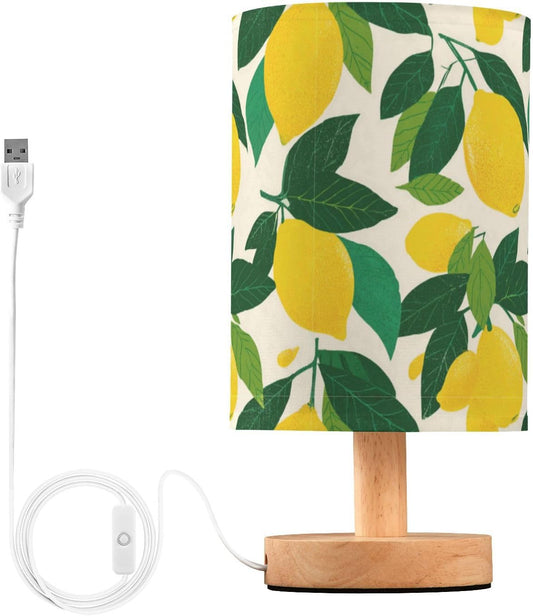 Bedside Table Lamp Lemon Yellow Citrus Fruits (66) Kids Nightstand Lamp Night Light Fabric Shade for Bedroom Living Room Home Office