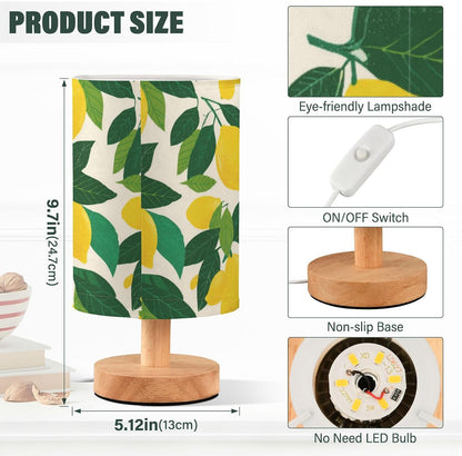 Bedside Table Lamp Lemon Yellow Citrus Fruits (66) Kids Nightstand Lamp Night Light Fabric Shade for Bedroom Living Room Home Office