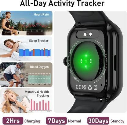 Smart Watch(Answer/Make Call), 1.96" HD Smartwatch for Men Women, 2026 Fitness Watch with 7/24 Heart Rate/Sleep Monitor/30+Day,113+ Sport Modes,IP68 Waterproof Fitness Activity Tracker for Android iOS