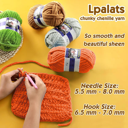 #6 Super Bulky Blanket Yellow Yarn - Chunky Chenille Yarn for Crocheting | 3 Pack Baby Blanket Yarn (Each 3.5oz/100g, 71yds/65m) - Polyester - Thick Plush Fluffy Yarn for Crochet Amigurumi Blankets