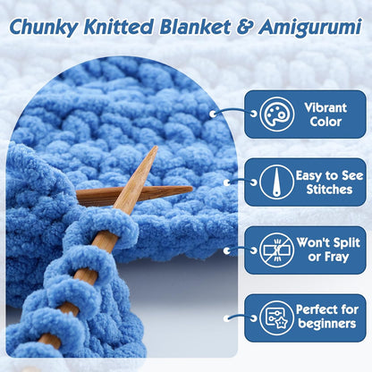 #6 Super Bulky Blanket Yellow Yarn - Chunky Chenille Yarn for Crocheting | 3 Pack Baby Blanket Yarn (Each 3.5oz/100g, 71yds/65m) - Polyester - Thick Plush Fluffy Yarn for Crochet Amigurumi Blankets