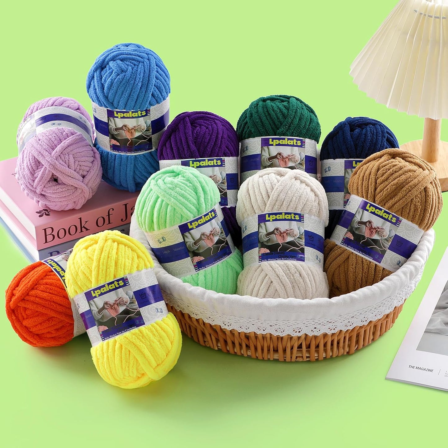 #6 Super Bulky Blanket Yellow Yarn - Chunky Chenille Yarn for Crocheting | 3 Pack Baby Blanket Yarn (Each 3.5oz/100g, 71yds/65m) - Polyester - Thick Plush Fluffy Yarn for Crochet Amigurumi Blankets