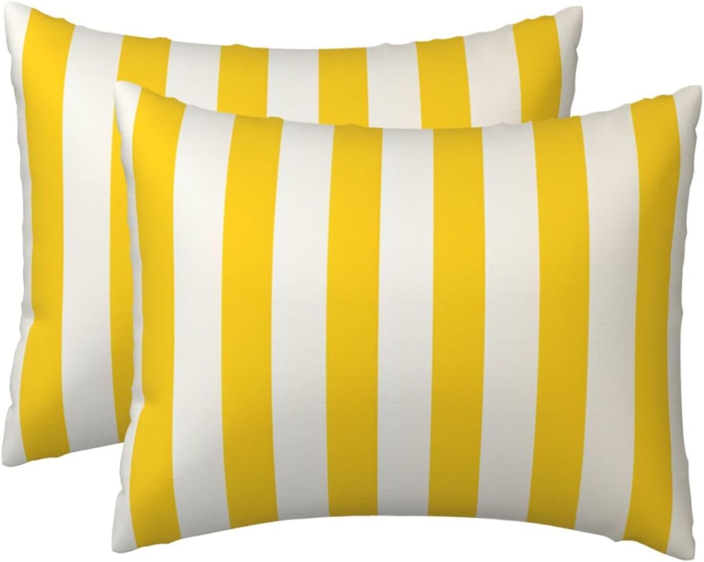 Lemon Yellow Stripes Pillow Cases Set of 2, Standard Pillowcase for Hair and Skin, Super Soft Bed Pillow Protector Covers with Hidden Zipper, 20x26 Inches Pillow Covers for Sleeping Gift