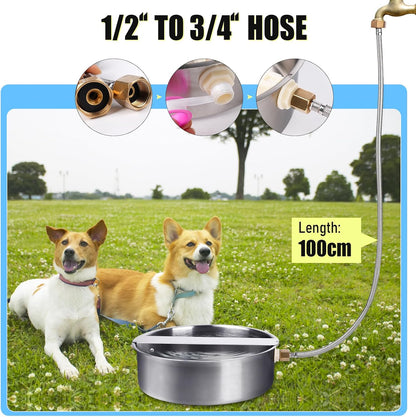 Automatic Dog Water Bowl Dispenser Large Breed| Auto Fill| High Capacity | Stainless Steel Dog Waterer with Float Valve Self Filling Auto Water Bowl for Outdoor Large Dogs Cats Chicken Livestock
