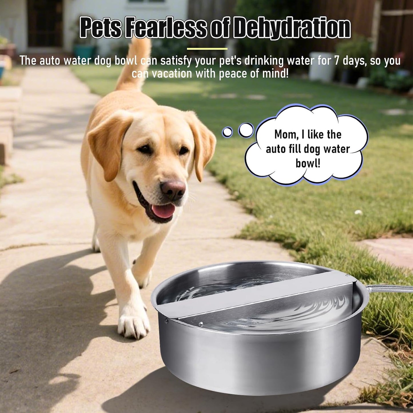 Automatic Dog Water Bowl Dispenser Large Breed| Auto Fill| High Capacity | Stainless Steel Dog Waterer with Float Valve Self Filling Auto Water Bowl for Outdoor Large Dogs Cats Chicken Livestock