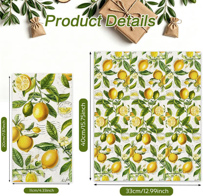 200 pcs 2 Ply Disposable Paper Decorative Napkins,Lemon Yellow Citrus Fruit Guest Hand Towels,Soft Absorbent Durable Napkin for Summer Spring Bathroom Wedding Holiday Cocktail Birthday Party